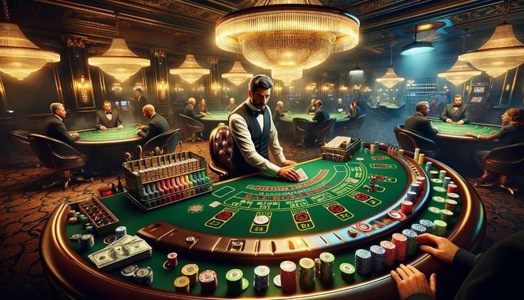 Meja poker live dengan dealer profesional
